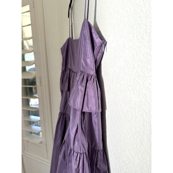 NWT $465 Cynthia Rowley Silk Taffeta Peplum Purple Babydoll Dress Sz 8 Run Small - Picture 5 of 12